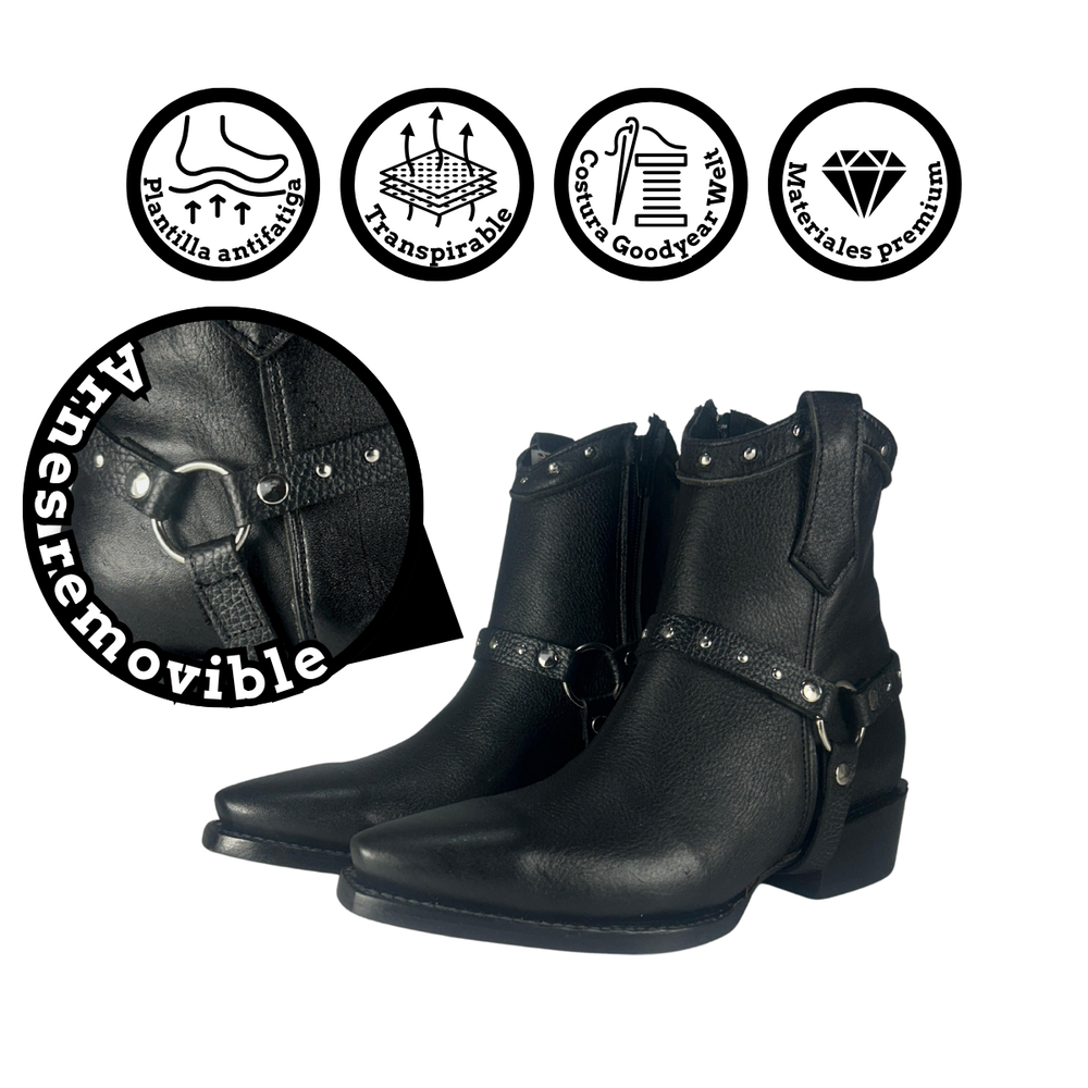 
                      
                        Bota rodeo para Dama Estilo 0108 Color negro Suela de cuero Diamond Bull
                      
                    