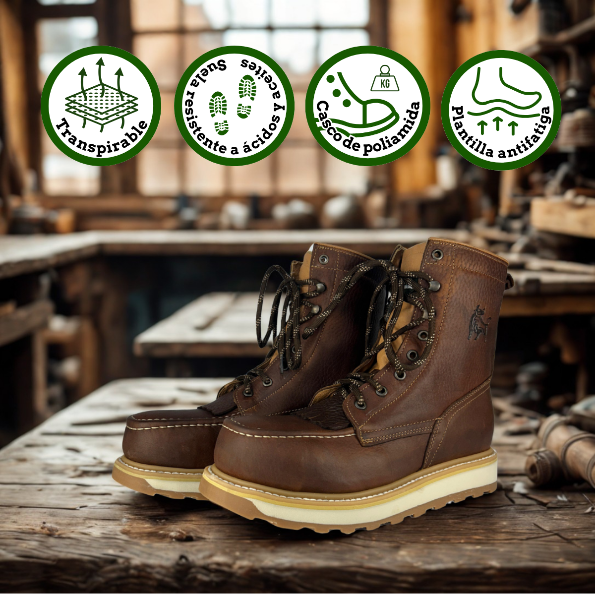 Bota lacer Estilo 1568 Color Ocre con Casco de poliamida