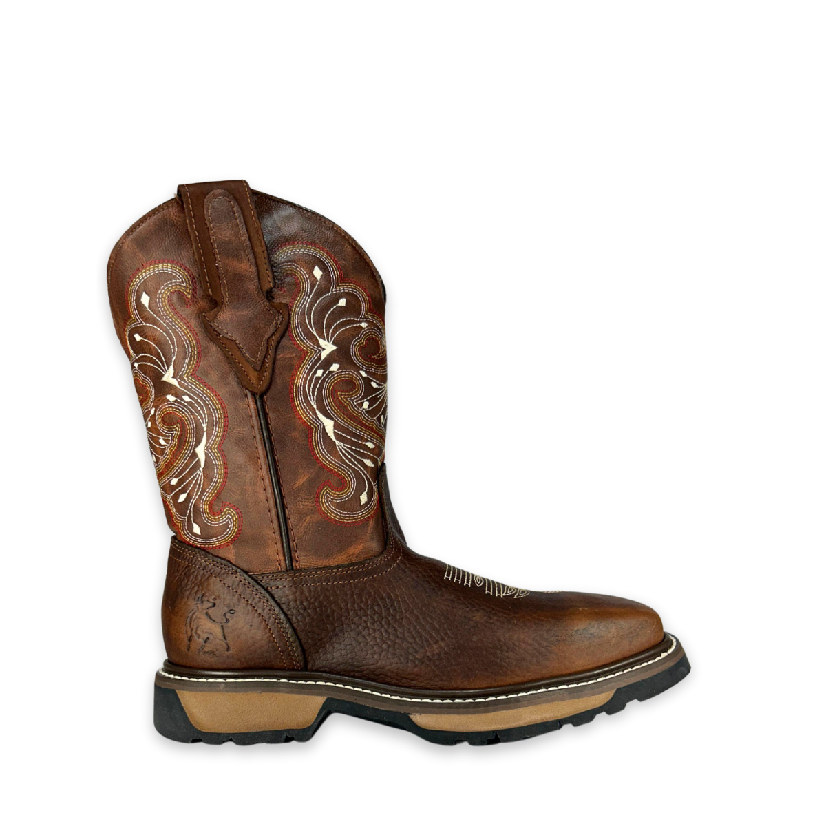 Bota rodeo de trabajo café con suela antideslizante y costura goodyear welt 5017