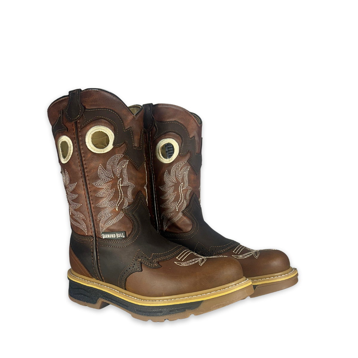 Bota rodeo de trabajo Estilo 6035 Color café Suela Doble densidad Diamond Bull