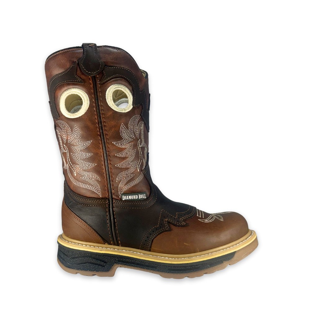 Bota rodeo de trabajo Estilo 6035 Color café Suela Doble densidad Diamond Bull