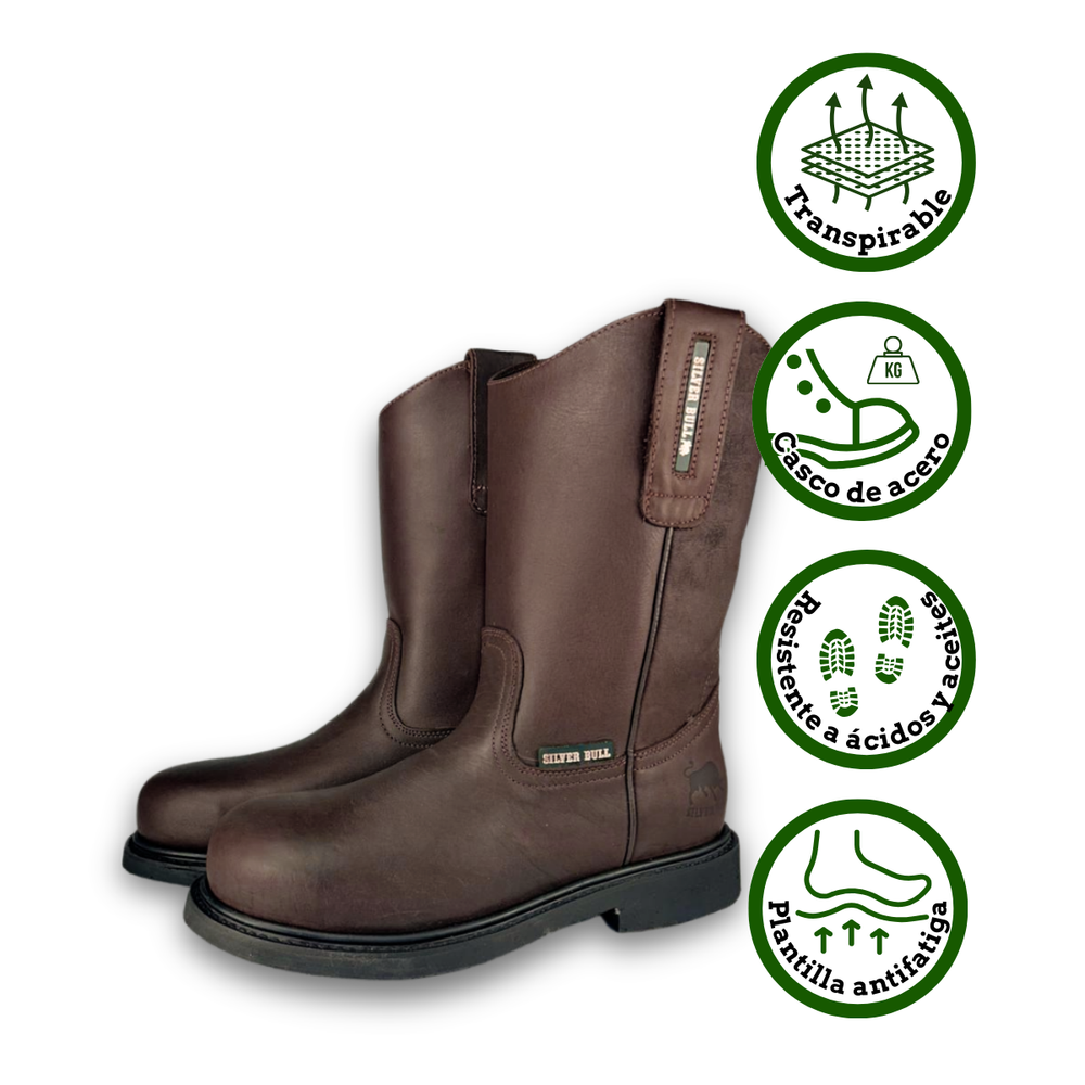 
                      
                        Bota de trabajo con casco de acero Estilo 9801 color café suela antiderrapante Diamond Bull
                      
                    