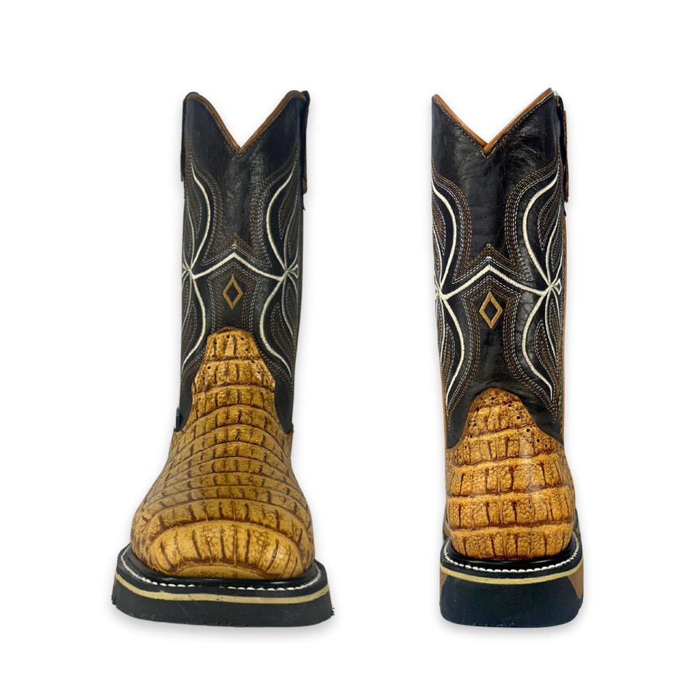 
                      
                        Bota rodeo de trabajo Estilo 9830 miel Casco de acero Suela doble densidad Diamond Bull
                      
                    