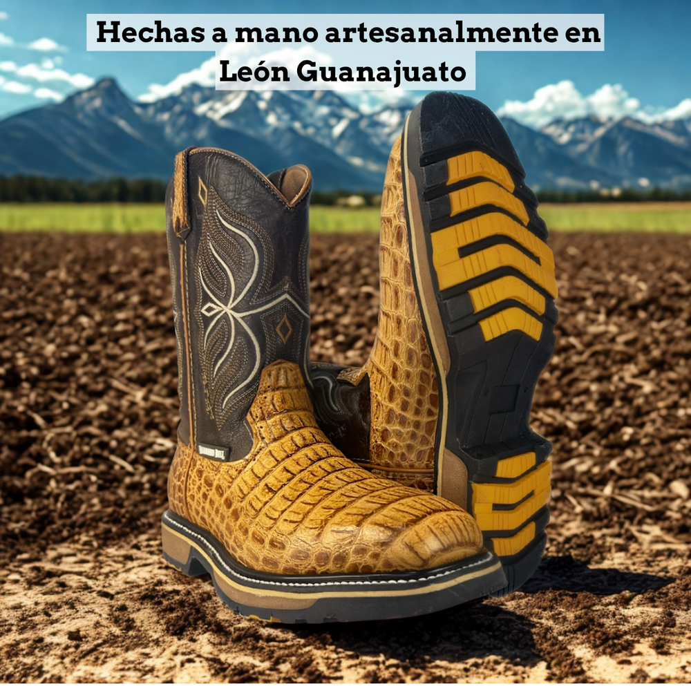 
                      
                        Bota rodeo de trabajo Estilo 9830 miel Casco de acero Suela doble densidad Diamond Bull
                      
                    