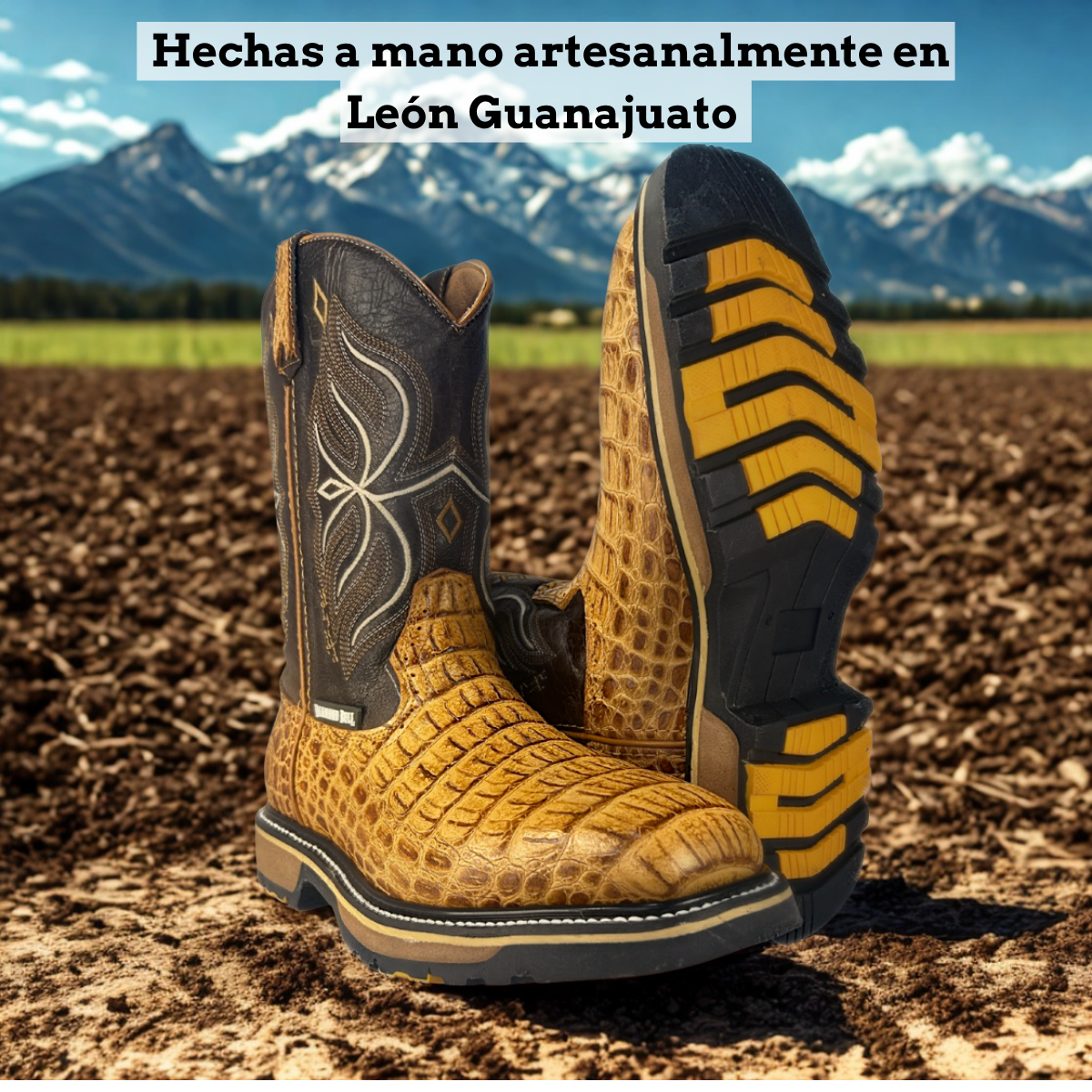 Bota rodeo de trabajo Estilo 9830 miel Casco de acero Suela doble densidad Diamond Bull