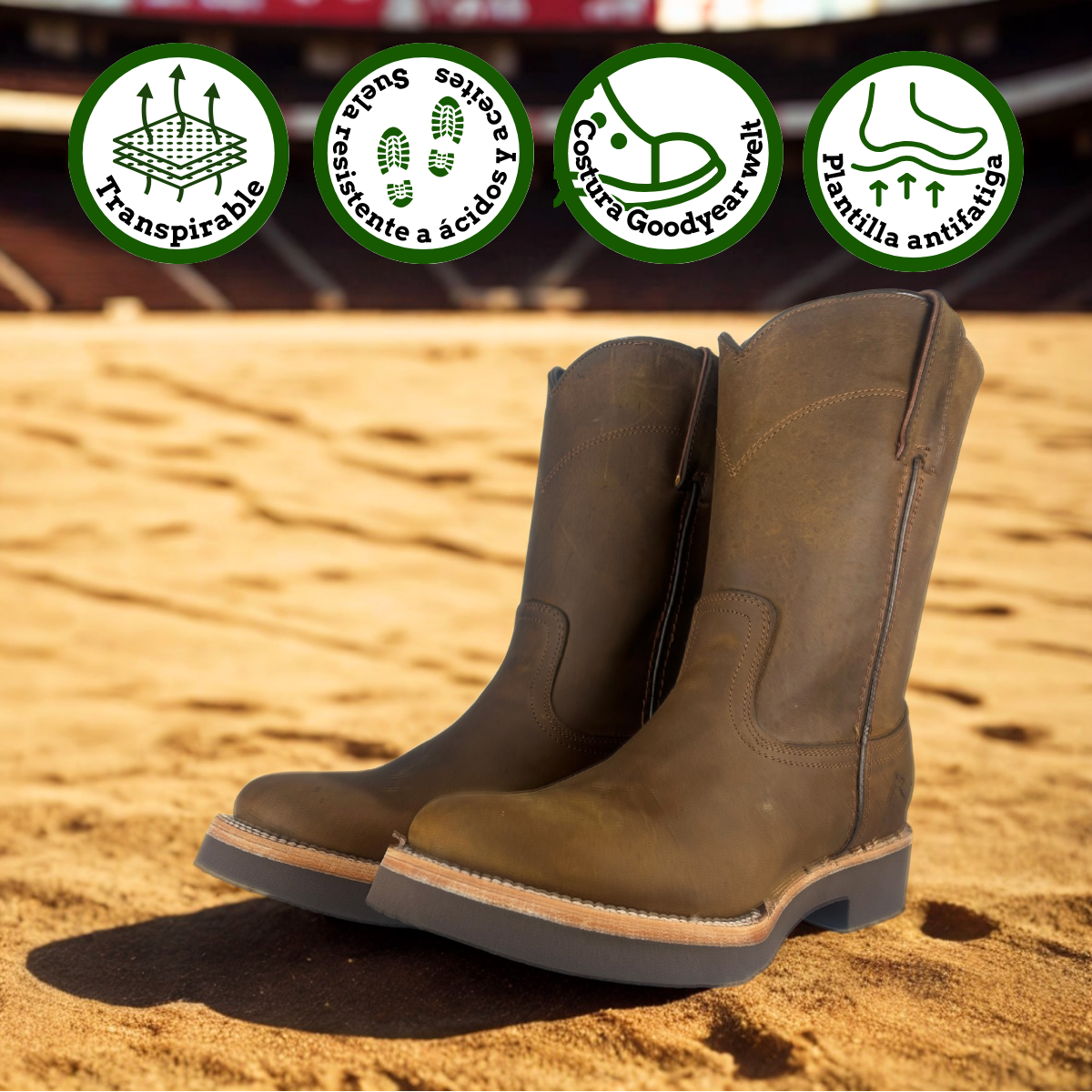 Bota rodeo Estilo 0072 Color café Suela de hule café